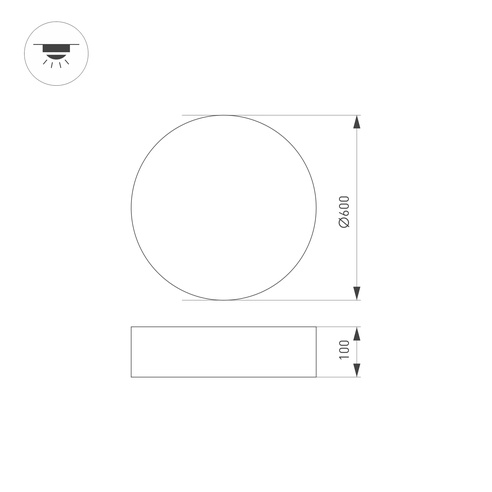 Светильник SP-TOR-PILL-PRISM-R600-50W Warm3000 (WH, 100 deg, 230V) (Arlight, IP20 Металл, 3 года)