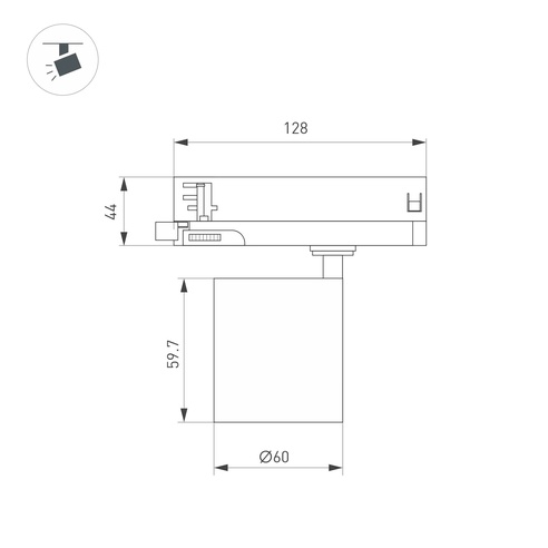 Светильник LGD-DYKE-4TR-R60-8W Day4000 (WH, 50 deg, 230V) (Arlight, IP20 Металл, 5 лет)