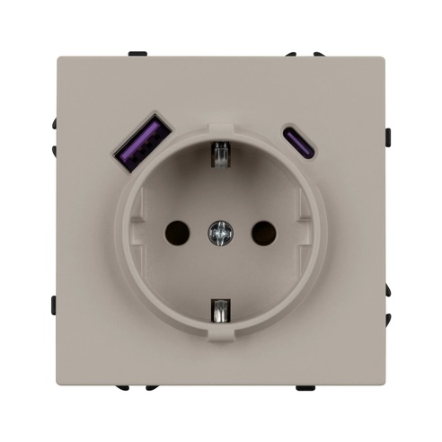 Механизм розетки с USB зарядкой SCT-NOBE-MUAC-SFPL-CA (230V, 16A) (Arlight, Кашемир)