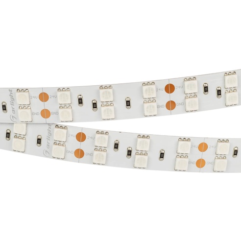 Лента светодиодная RT 2-5000 24V Red 2x2 (5060, 600 LED, LUX) (Arlight, 26 Вт/м, IP20)