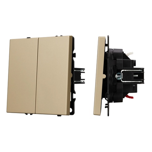 Механизм выключателя двухклавишный проходной SWT-NOBE-MKP2-SFPL-GD (230V, 10A) (Arlight, -)