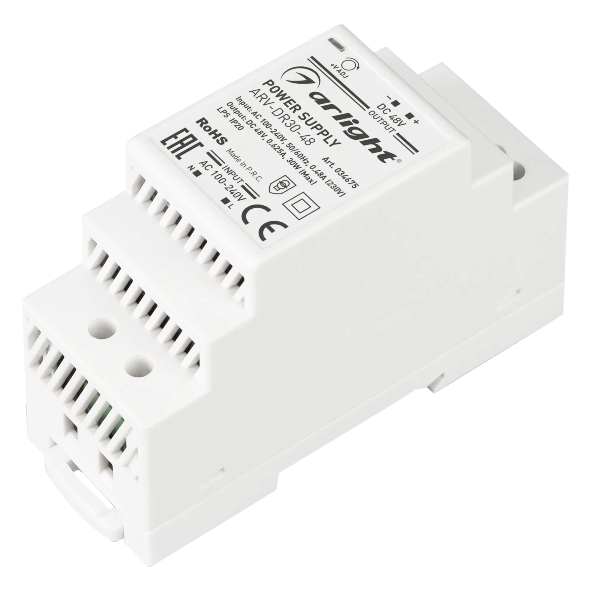 Блок питания ARV-DR30-48 (48V, 0.6A, 30W) (Arlight, IP20 DIN-рейка) - изображение товара