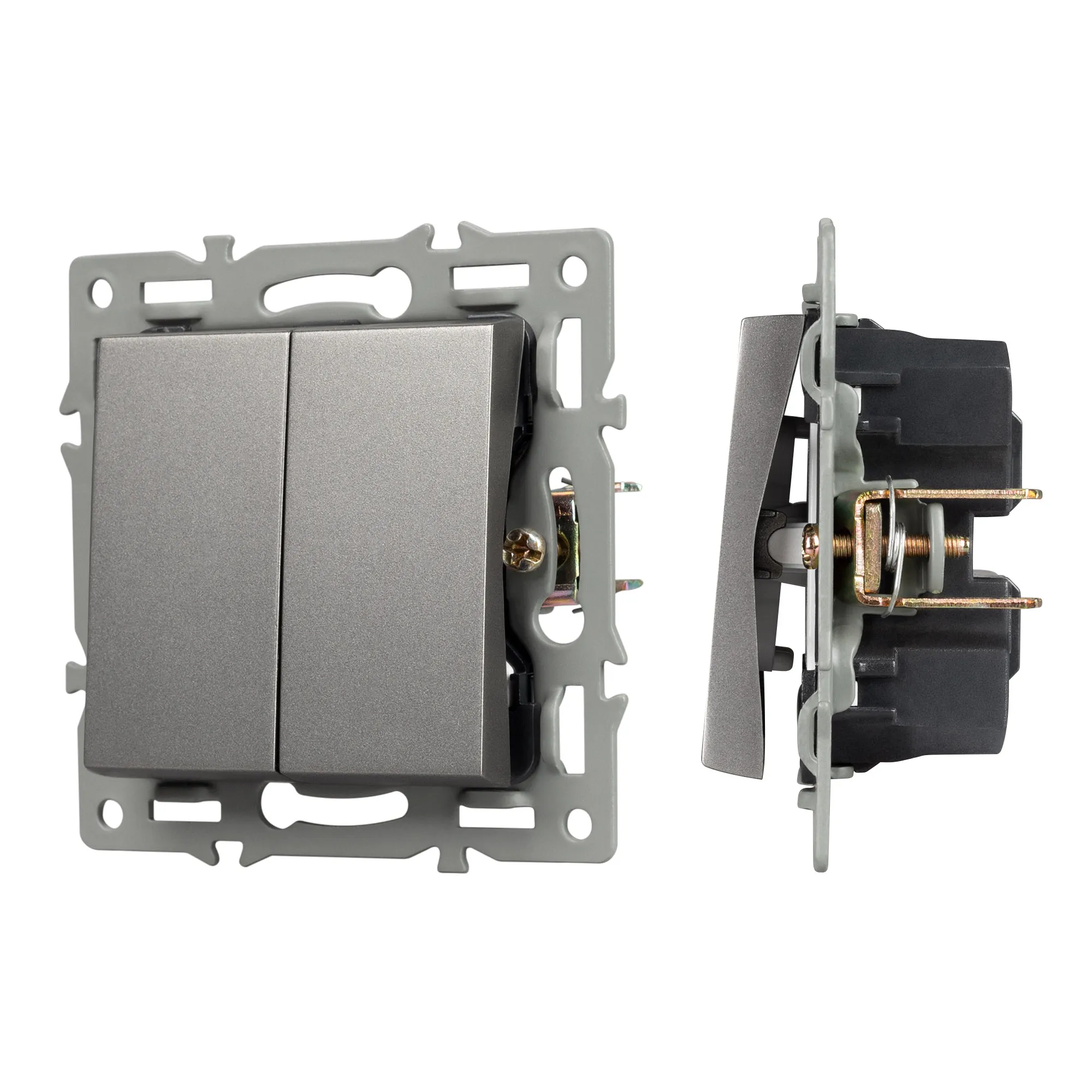 Механизм выключателя двухклавишный непроходной SWT-MK02-PL-GR (250V, 16A) (Arlight, -) - изображение товара