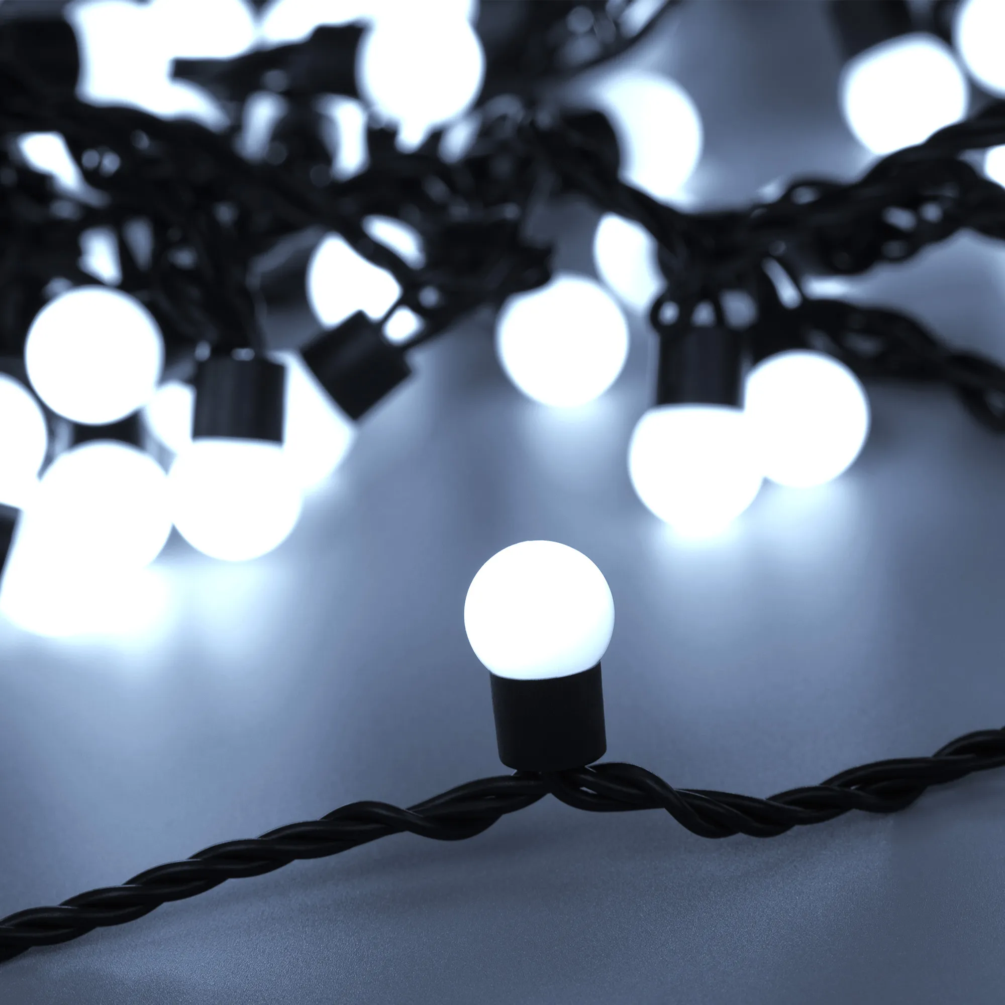 Светодиодная гирлянда ARD-BALL-CLASSIC-D17.5-20000-BLACK-200LED WHITE (230V, 14W) (Ardecoled, IP65) - изображение товара