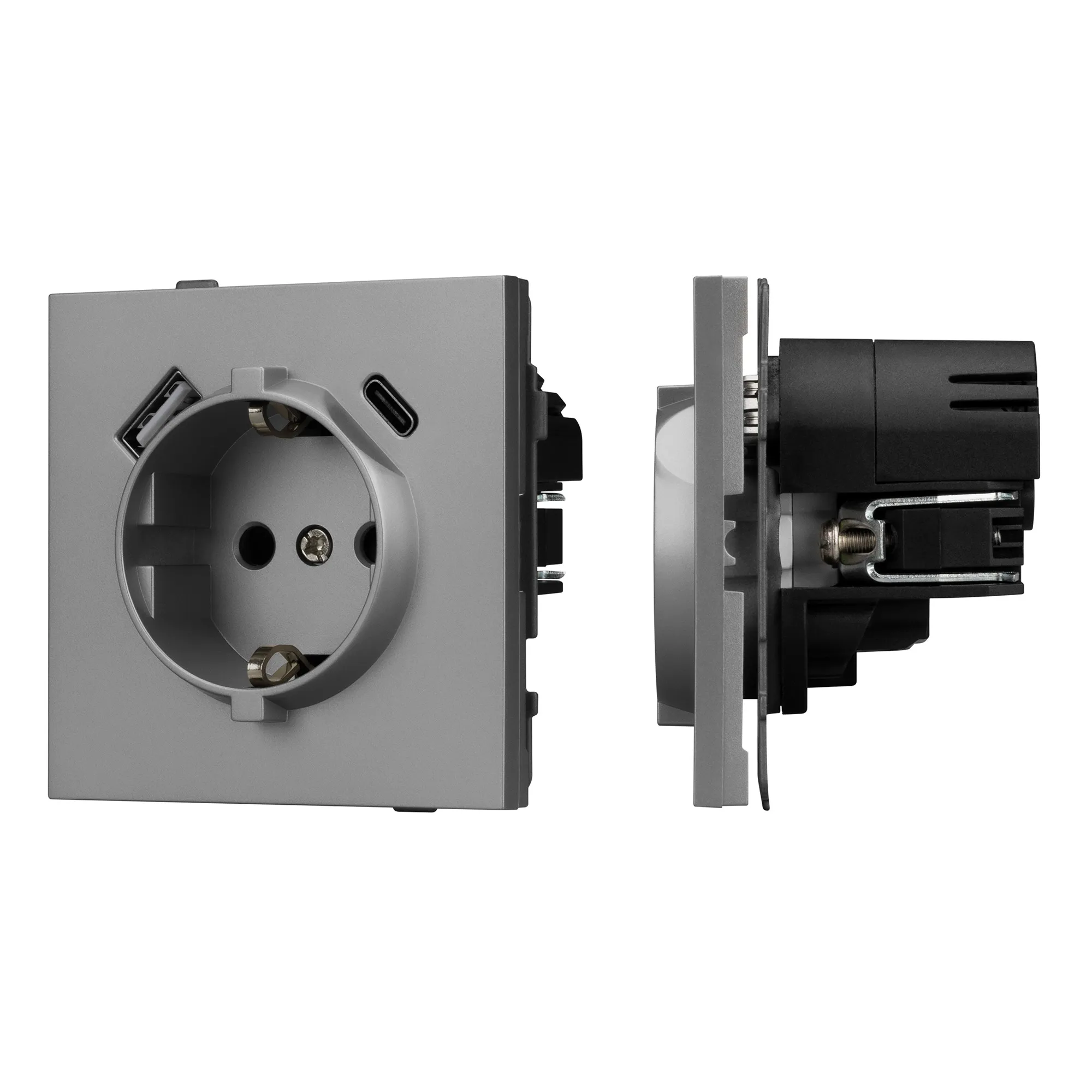 Механизм розетки с USB зарядкой SCT-TENDO-MUAC-PL-GR (230V, 16A) (Arlight, -)